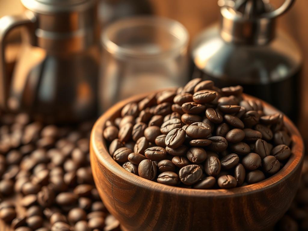 A close up of freshly roasted coffee beans in a