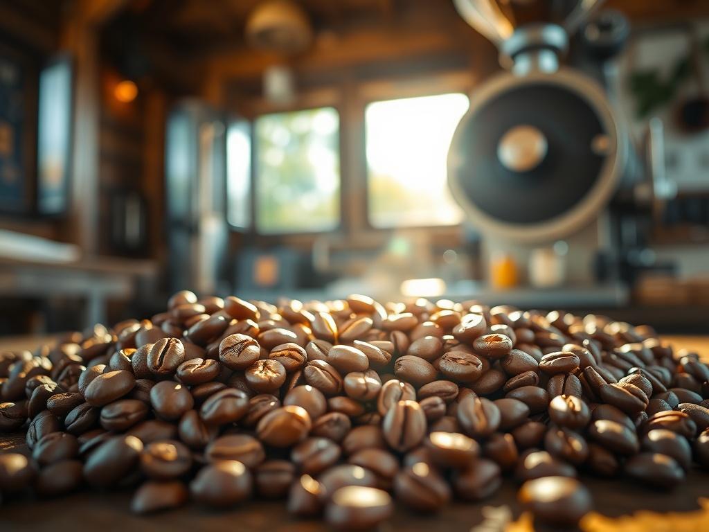A close up shot of freshly roasted coffee beans on