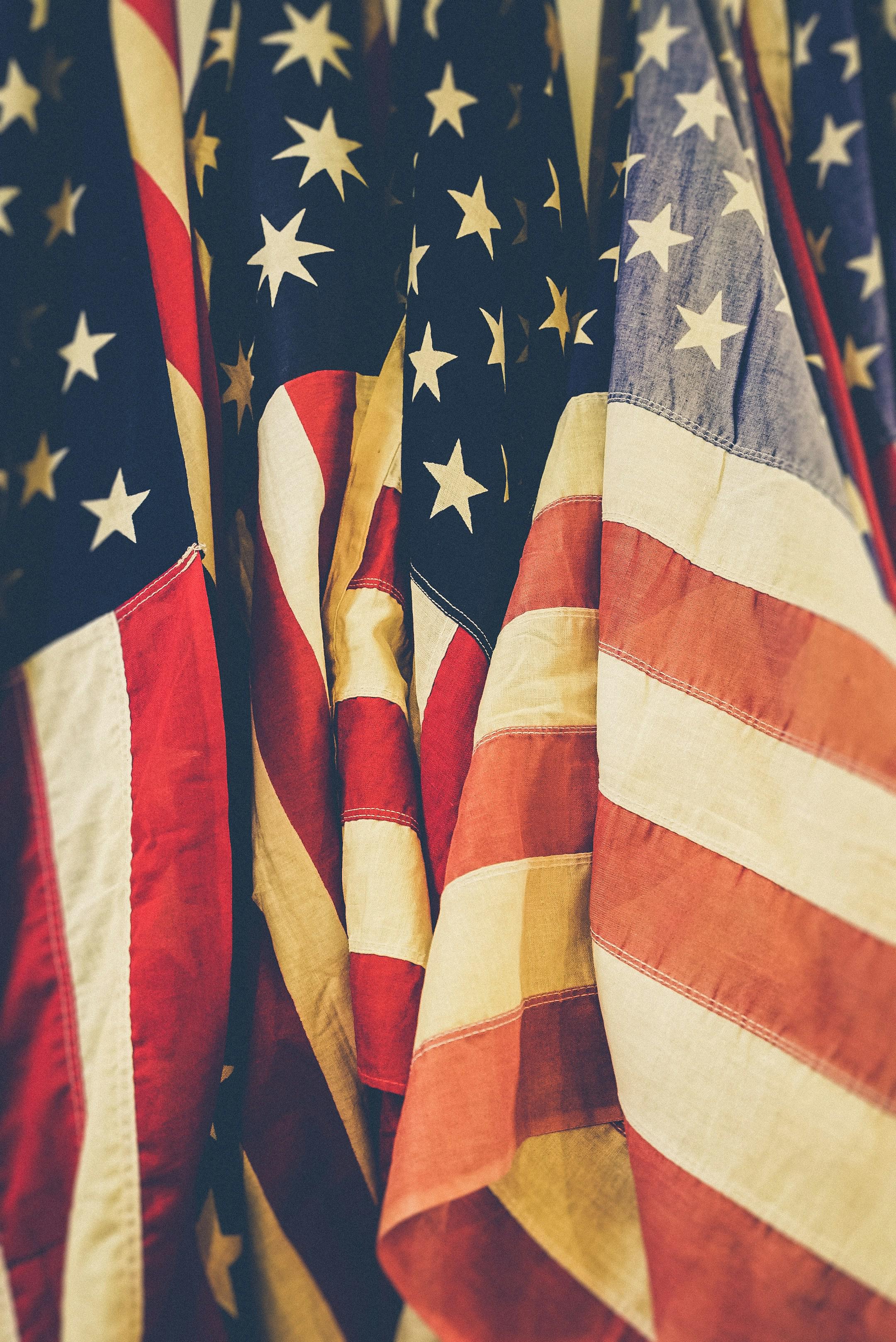 Faded American flags