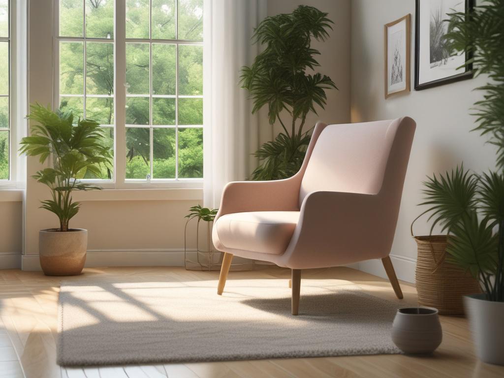 A serene, peaceful therapy room with soft lighting and gentle