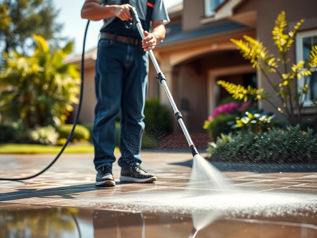 A close up shot of a professional cleaner using a