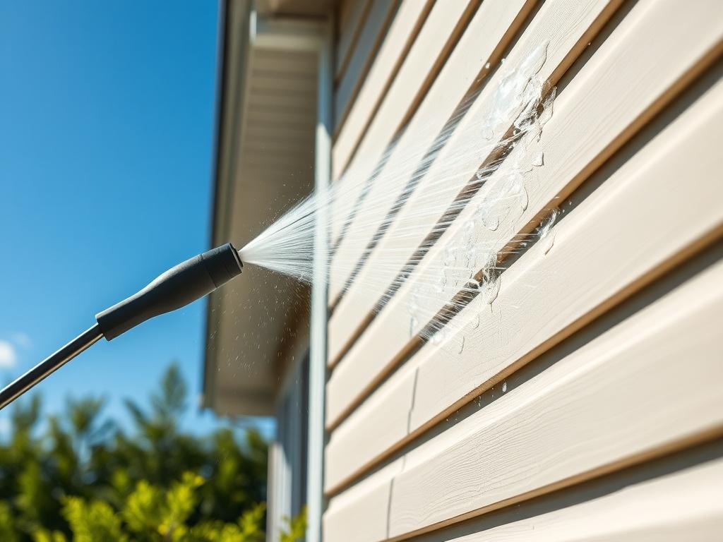 A close up of a soft washing process on a