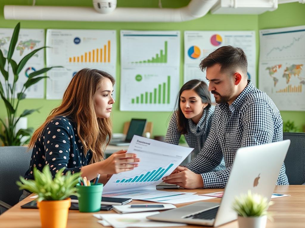 A close up shot of a marketing team analyzing data