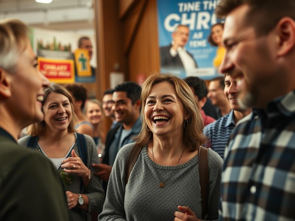 A hyper realistic close up shot of a church community