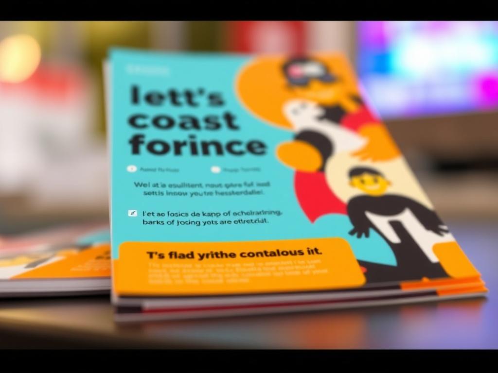 A hyper-realistic close-up shot of a social media flyer designed for a nonprofit organization, featuring bright colors and clear messaging. The flyer should display engaging visual elements that capture attention and evoke emotion. The background is softly blurred to focus on the flyer.