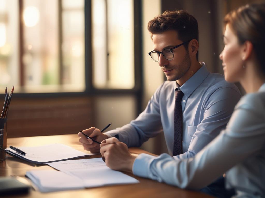 a close up shot of a financial advisor discussing plans