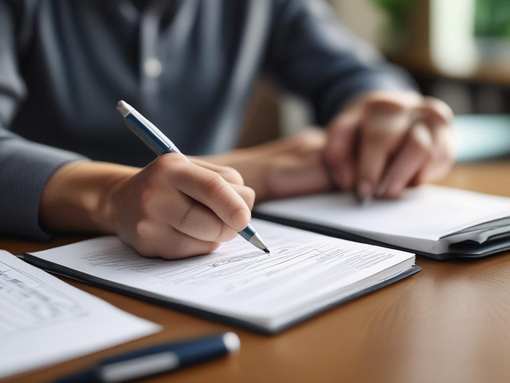 a close up shot of a person writing a budget