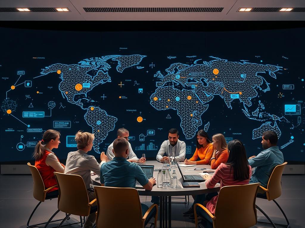 A high resolution image depicting a virtual conference with students
