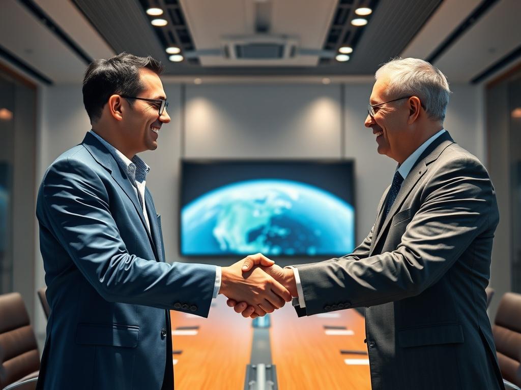 A handshake between two professionals representing IJSEP and a leading