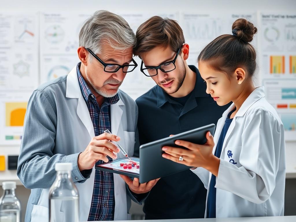A mentor guiding a student as they create an experimental