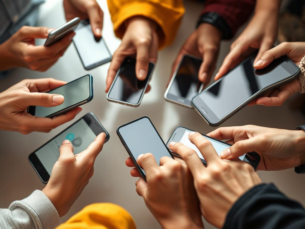 A hyper-realistic close-up shot of a diverse group of hands interacting with various payment devices, such as smartphones and POS terminals, representing global reach with local payment methods. The background should be soft and blurred to emphasize the hands and devices, with a color palette featuring the primary color rgb(85, 207, 216). The composition should convey a sense of connection and accessibility in payment processing.