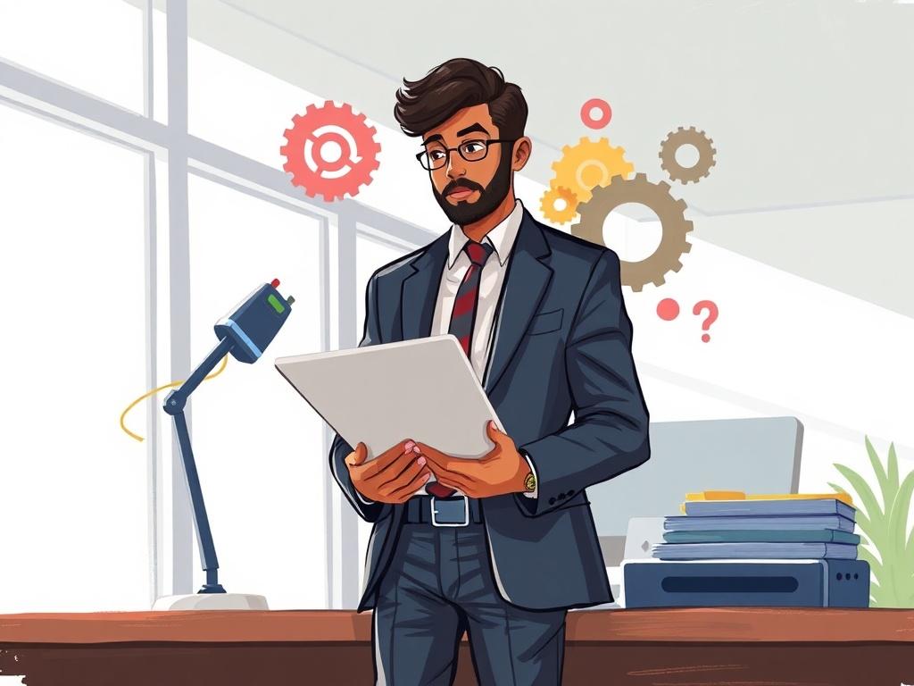 **AI Image Generation Prompt:**

Create a high-quality illustration that embodies the theme of a blog titled "The 2026 Checklist: How to Choose a Payment Gateway for Your Startup." The composition should be simple and clear, featuring a single central subject—a thoughtful entrepreneur standing confidently at their desk, examining a large checklist on a digital tablet. 

The entrepreneur, a diverse individual in business attire, should have a focused expression, representing deep contemplation about the best