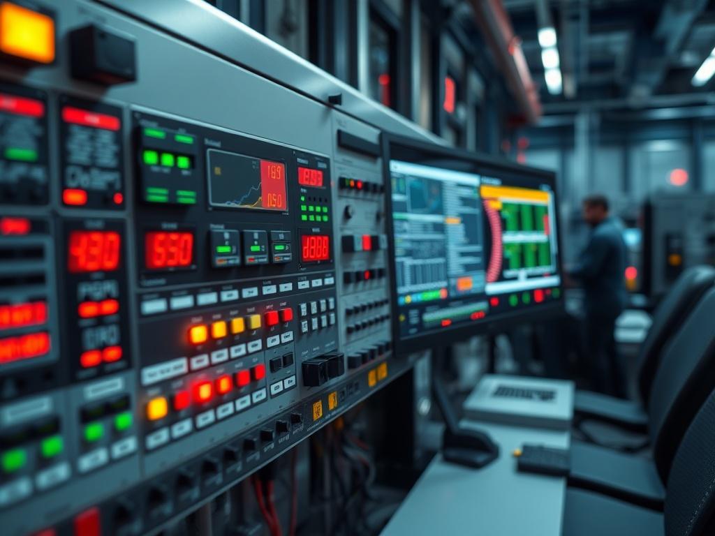 A hyper realistic close up shot of an industrial automation