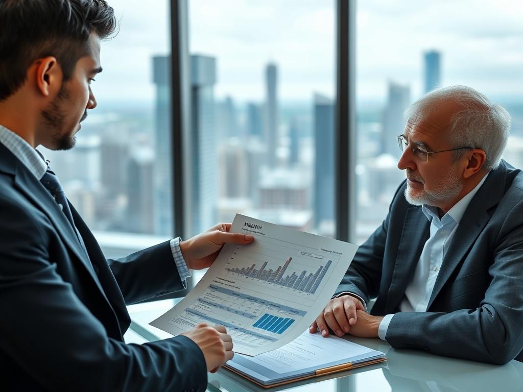 A close up shot of a financial advisor discussing investment