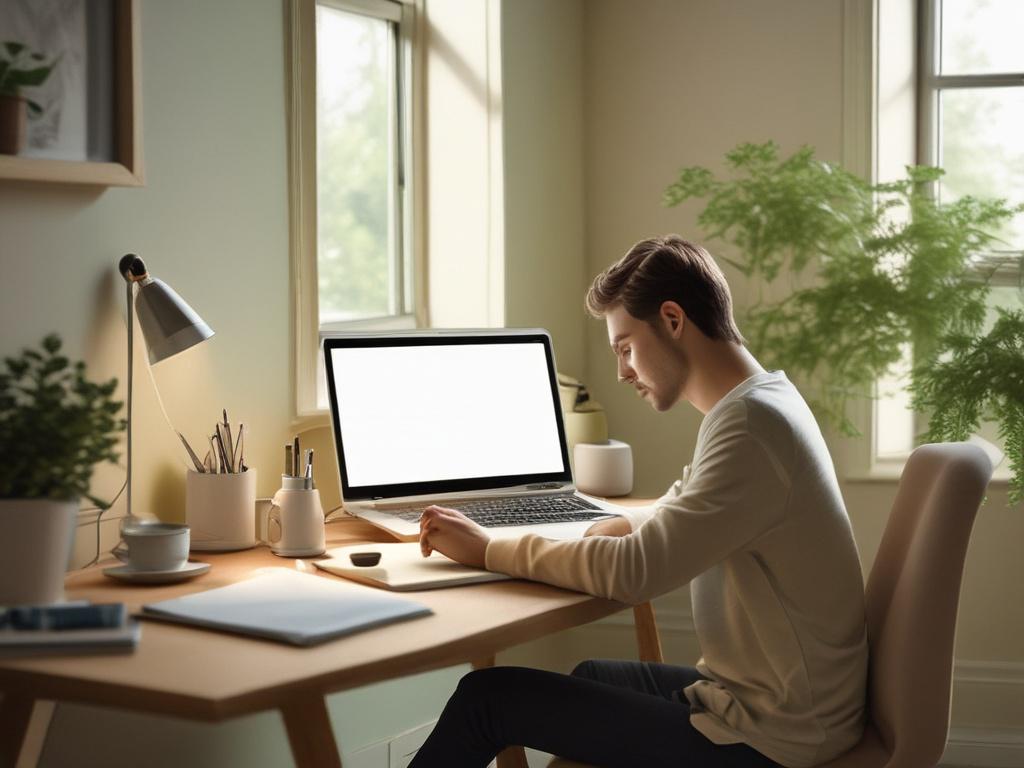 A serene scene of a person reading a blog on
