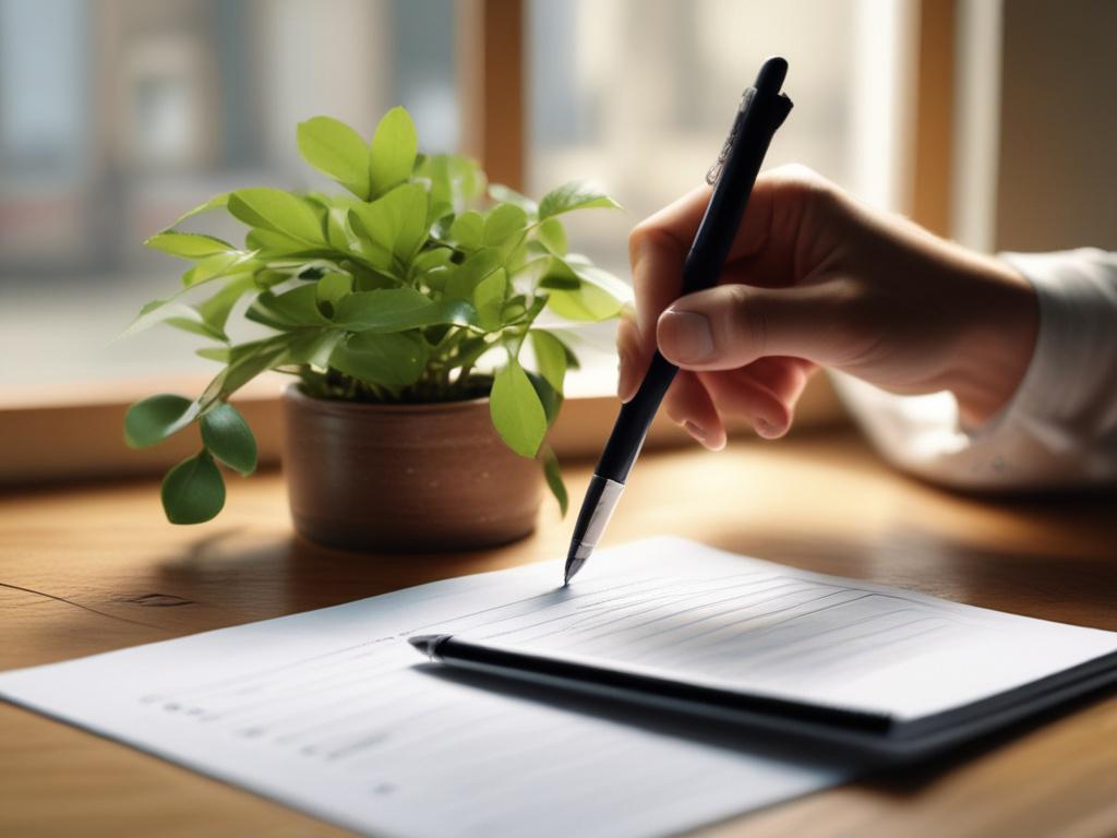 A close up image of a hand writing on a