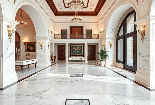 Luxury villa interior with Mediterranean architectural elements