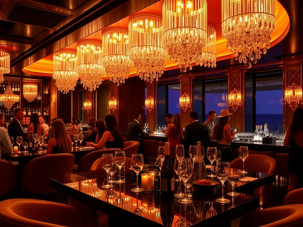 Exclusive upscale nightclub with VIP table service, luxury Saint-Tropez nightlife venue