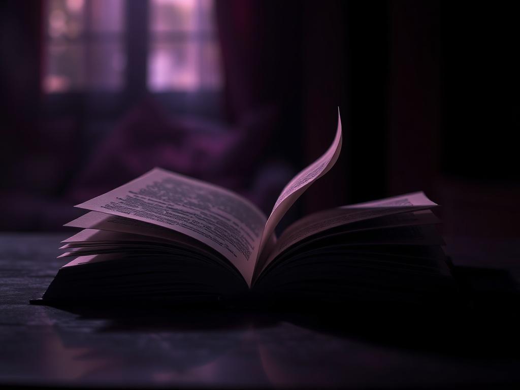 A dramatic, high resolution image featuring an open book with