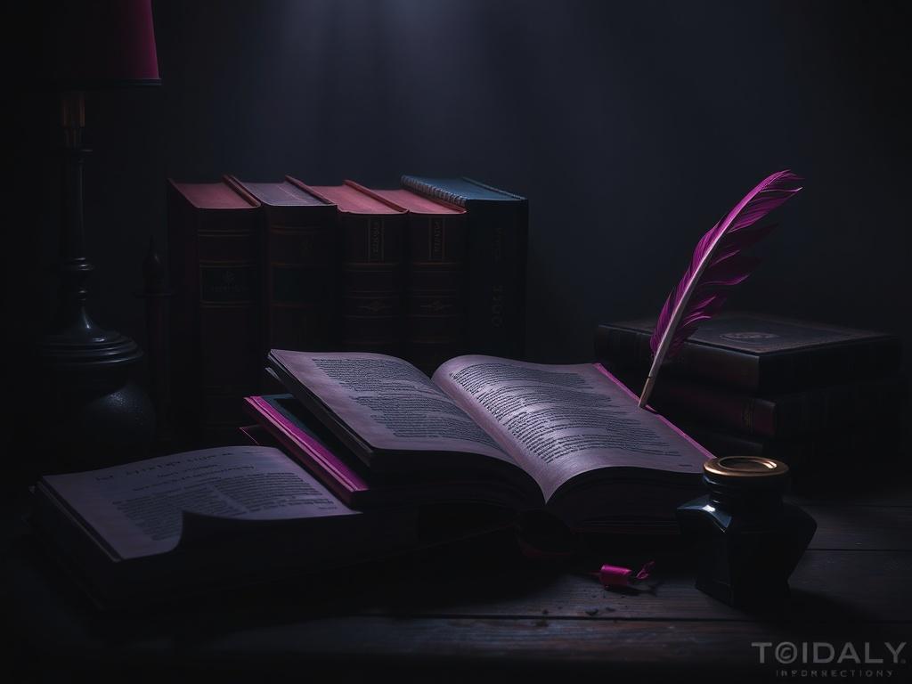 A serene setting featuring a beautifully arranged collection of poetry