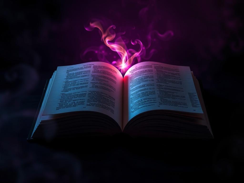 A high resolution of an open book with a glowing,