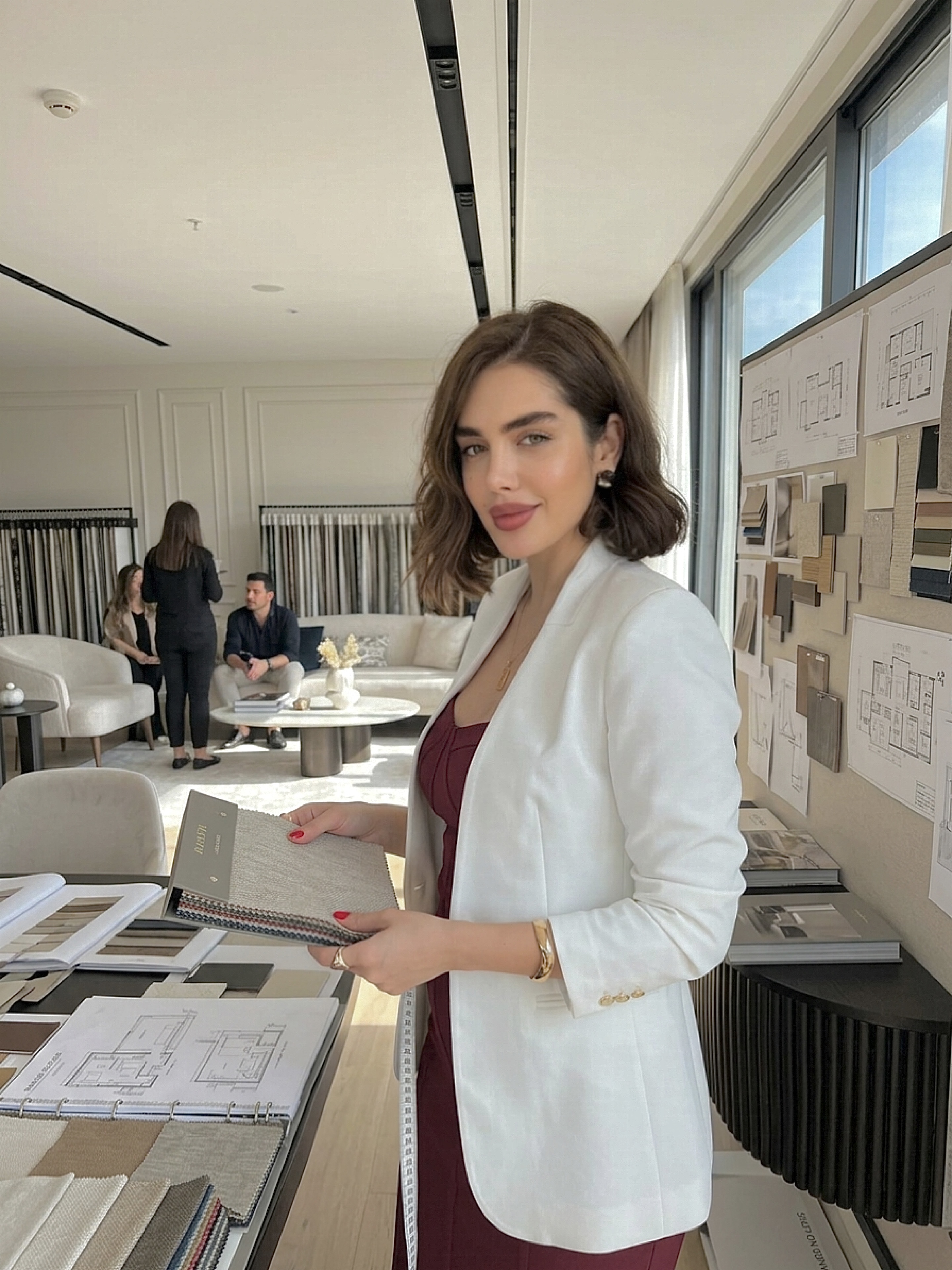 Design workspace with color swatches and materials