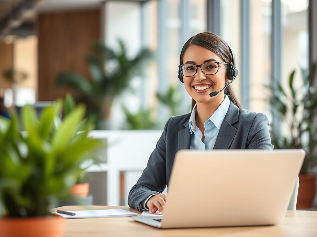 A close up shot of a confident customer service representative