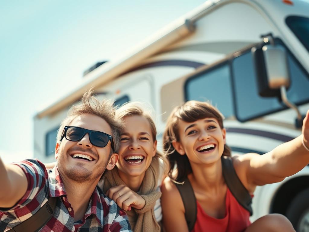 A close up shot of a happy family enjoying their