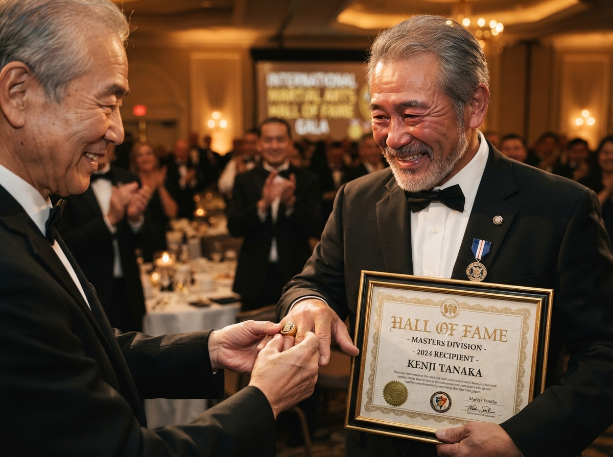 Recognition Moment - Honored martial artist receiving ceremonial ring