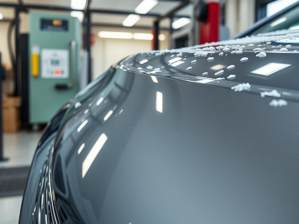 A hyper realistic close up of a shiny, freshly washed