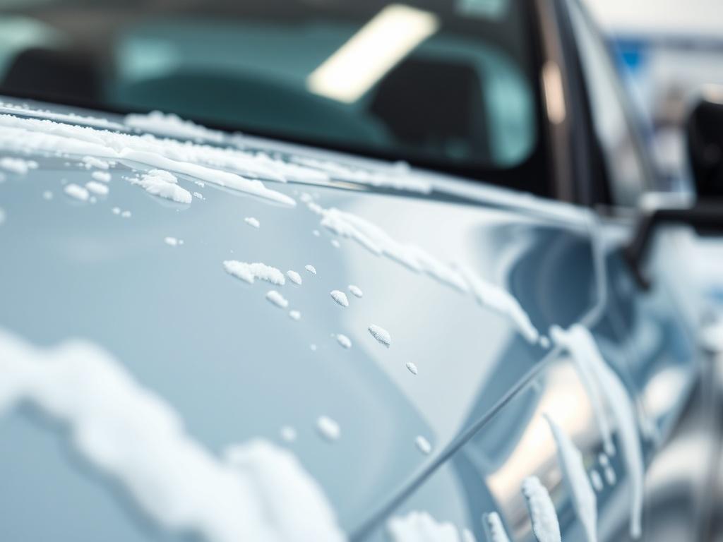 A close up shot of a shiny car after a