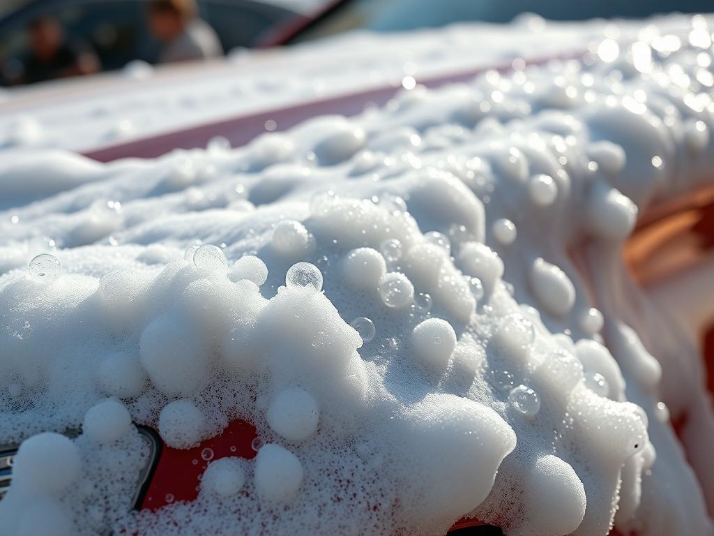 A close up shot of a car covered in thick