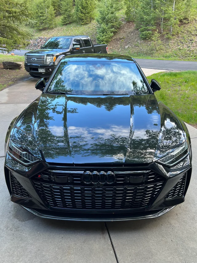 Freshly washed car with glossy finish
