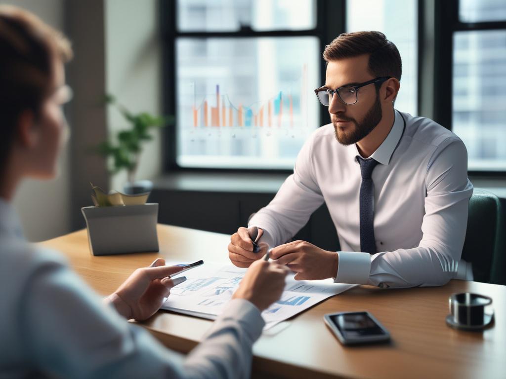 A close up shot of a financial advisor discussing investment