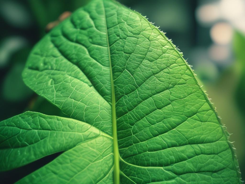 A close up shot of a vibrant green leaf, showcasing