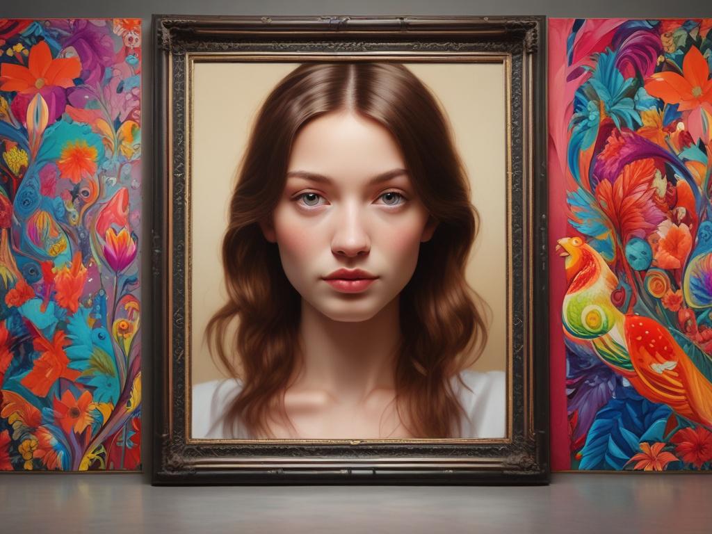 a hyper realistic close up of a vibrant painting in