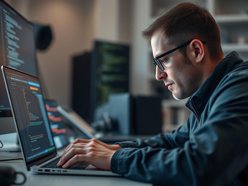 A close up shot of a penetration tester working on