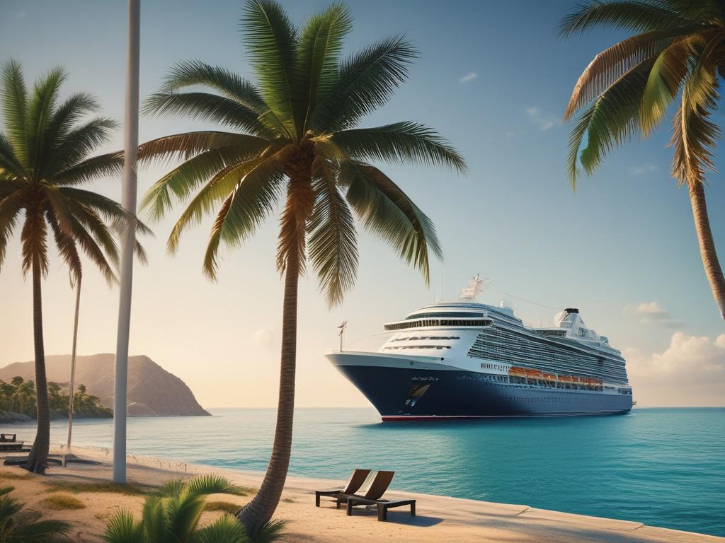 realistic high resolution of a cruise ship in a beautiful