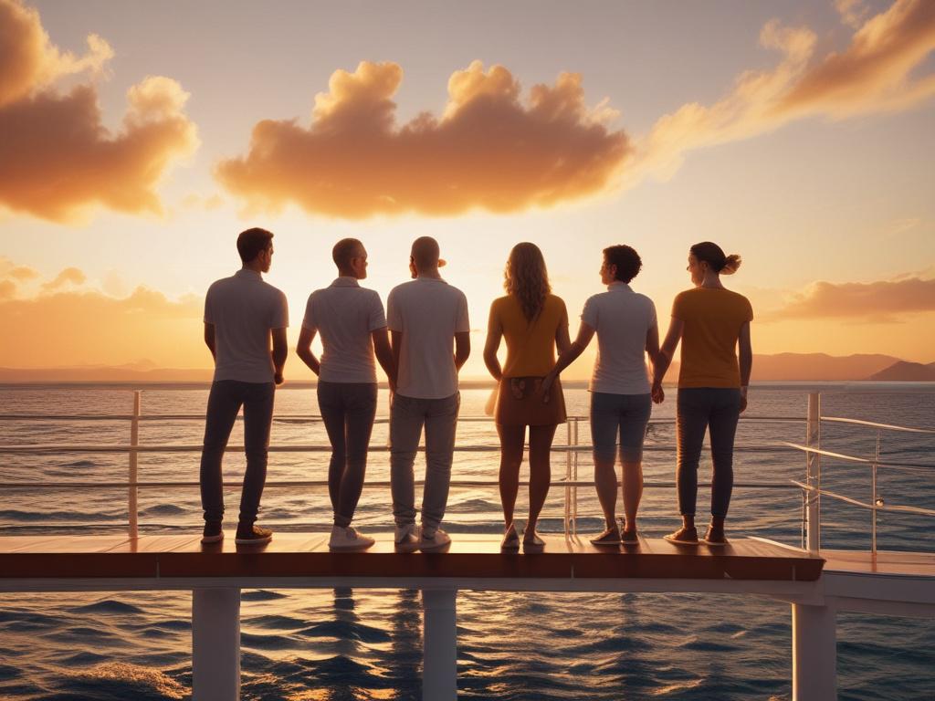 realistic high resolution of a group of diverse travelers laughing