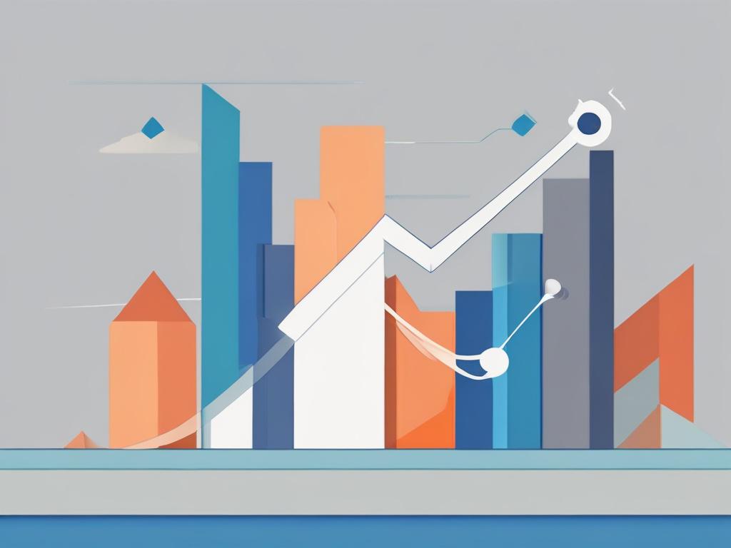 A minimalist illustration of a blue abstract graph showing upward