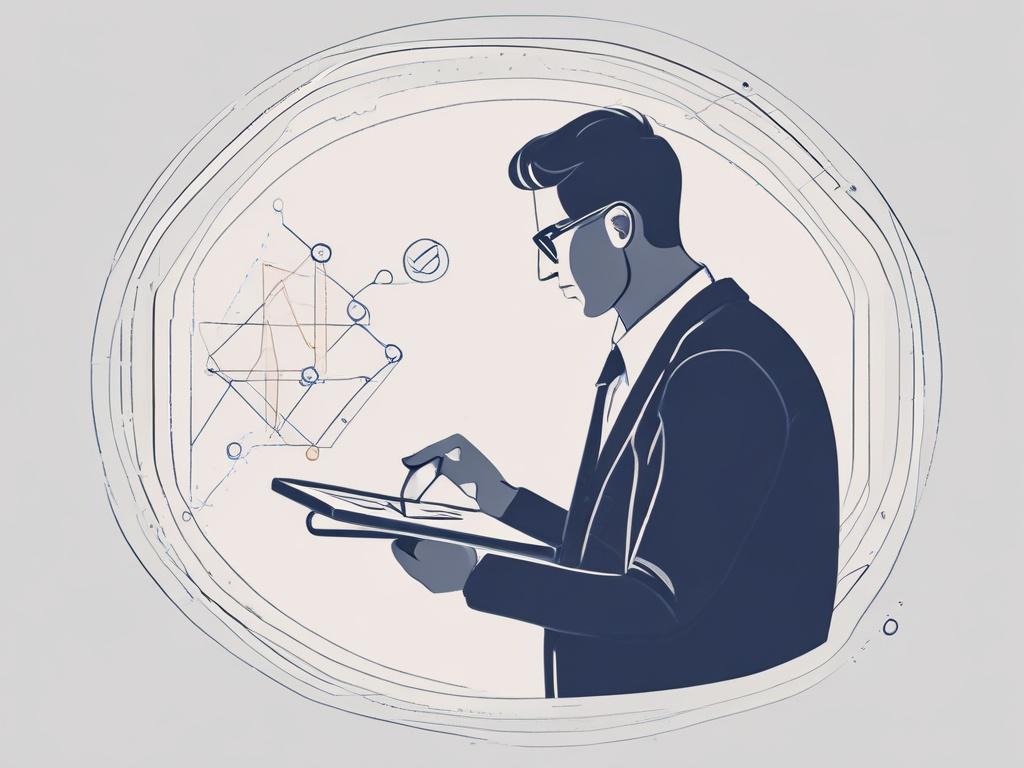 a minimalist vector illustration of a person learning financial concepts,