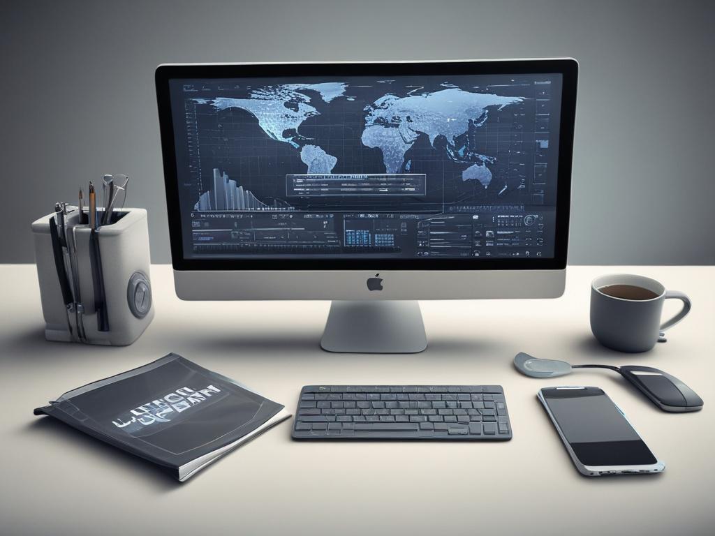 A high resolution image of a modern software development workspace,