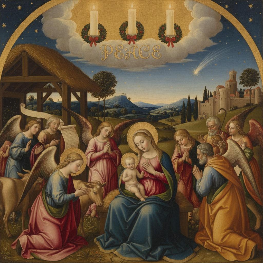 firefly_gemini flash_advent themem peace christmas renaissance painterly style peace written in english 62483-3.jpg