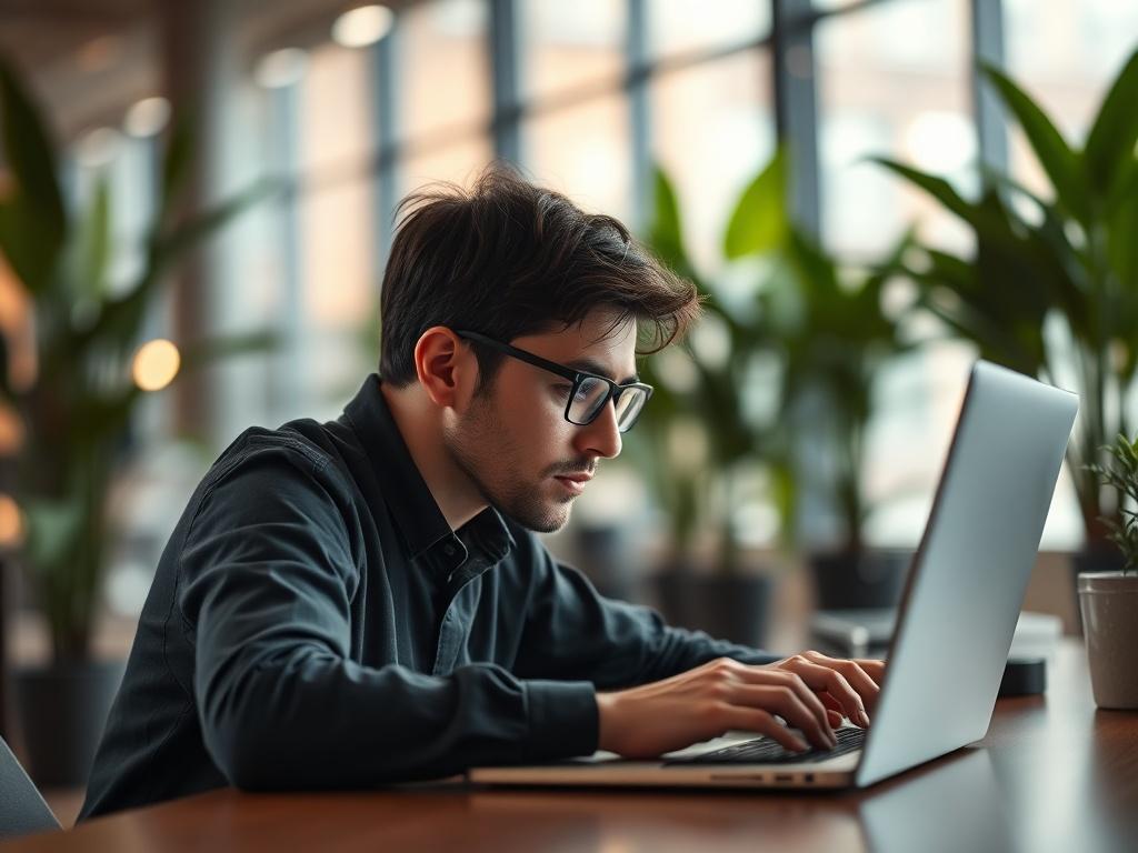 A close up shot of a data analyst working on