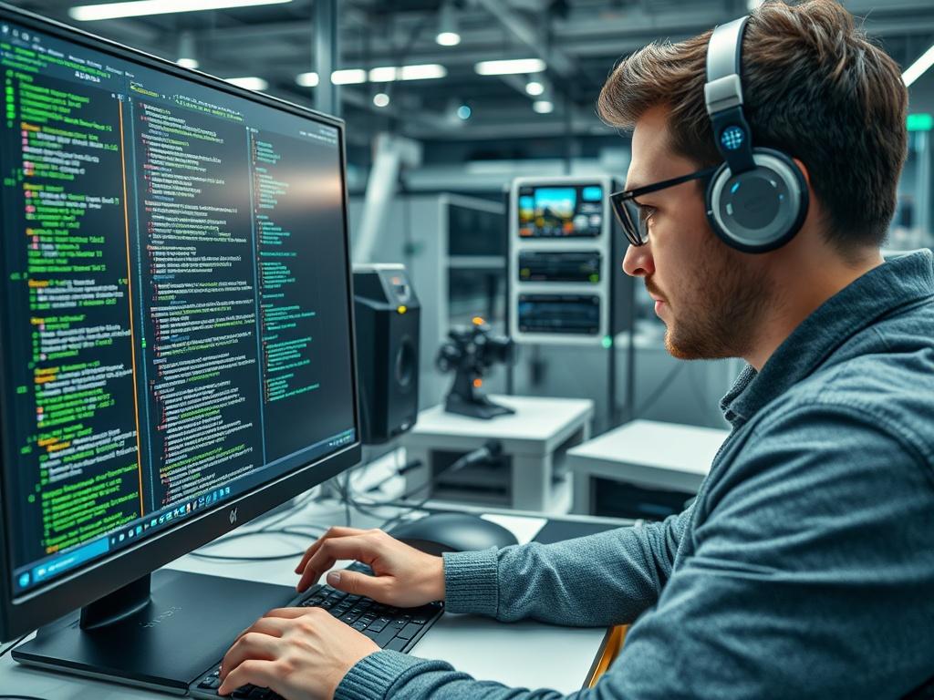 A close up of a software engineer coding machine learning