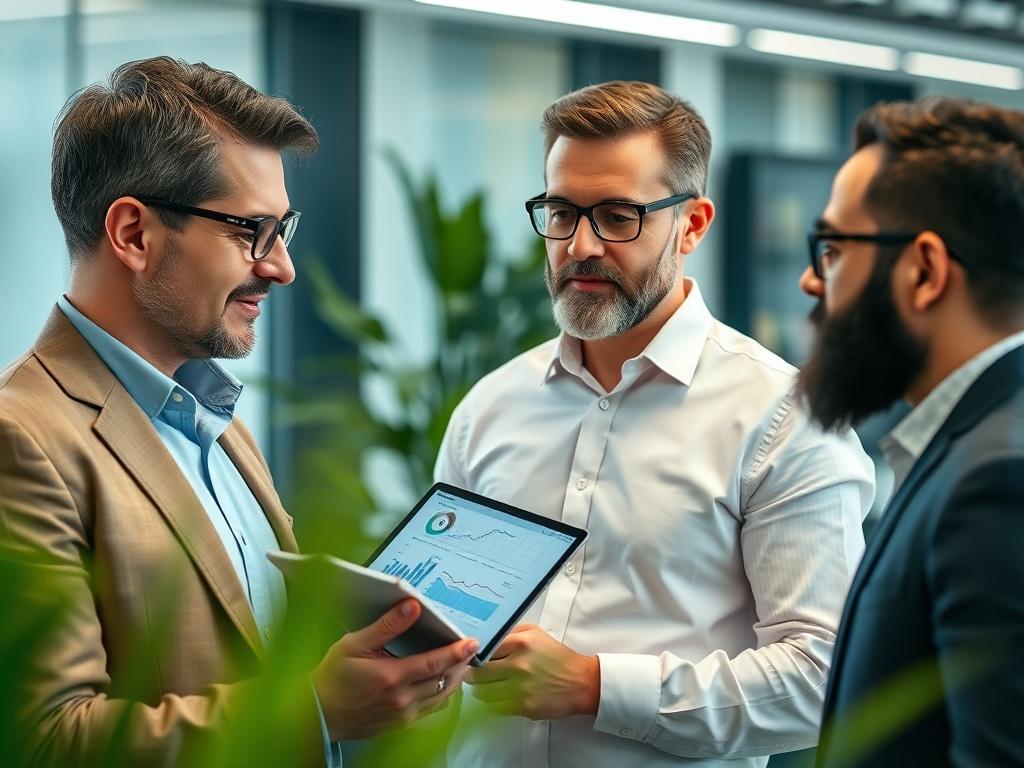 A close up of a professional consultant discussing AI strategies