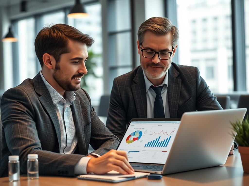 A real estate consultant analyzing market data with a client