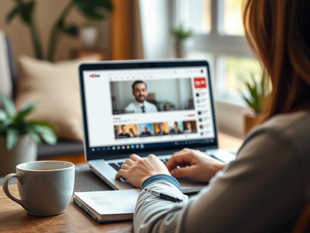 An inviting image of a person watching a video on