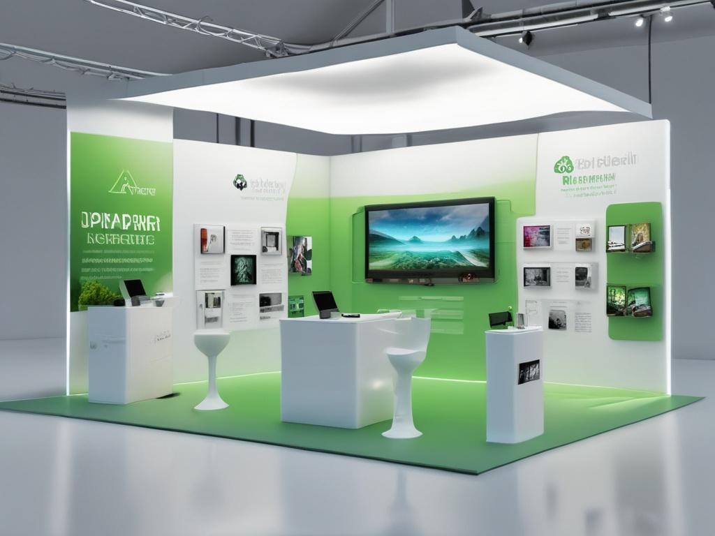 A hyper realistic close up of a modern virtual exhibition
