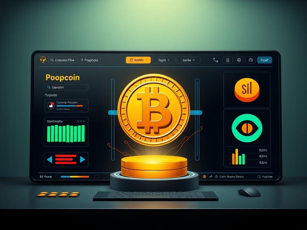 A digital interface showcasing the minting process of PoopCoin, with